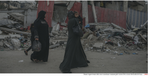 Dones amb nnes a la Gaza destruida, article a La Directa